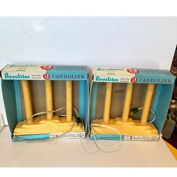 Vintage Royalites Christmas window candles candolier set of 2 - Picture 1 of 3